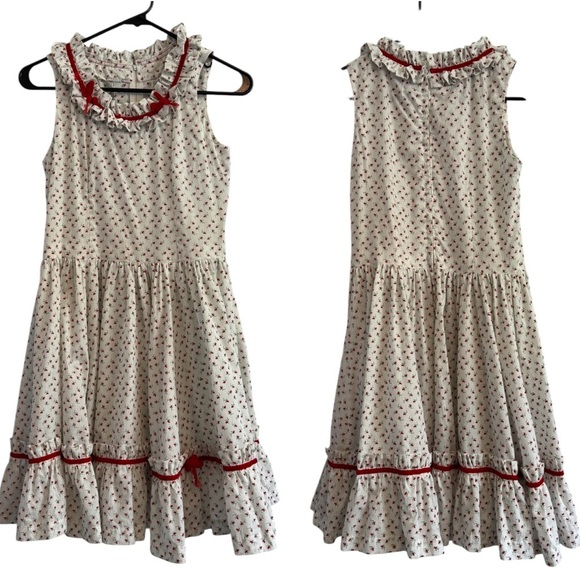 Handmade Vintage Floral Sleeveless Summer Dress with Ruffle Trim Size Small - Picture 4 of 12